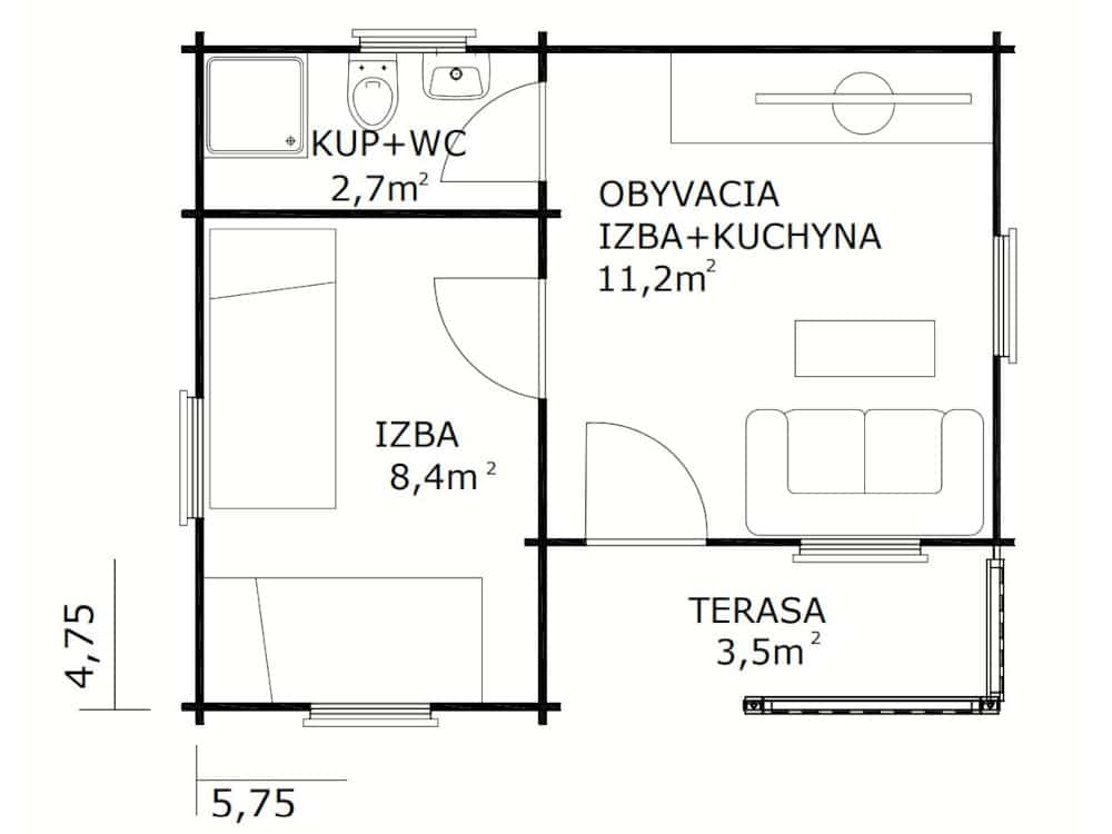 Rekreačná chata Nina pôdorys
